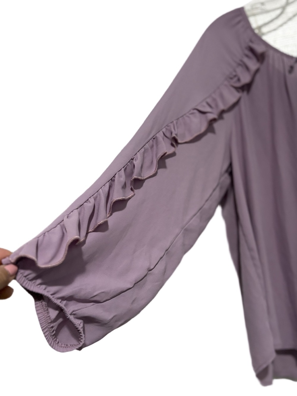 Ruffled NWT Sheer Long-Sleeve Peasant Blouse - Picture 3 of 5